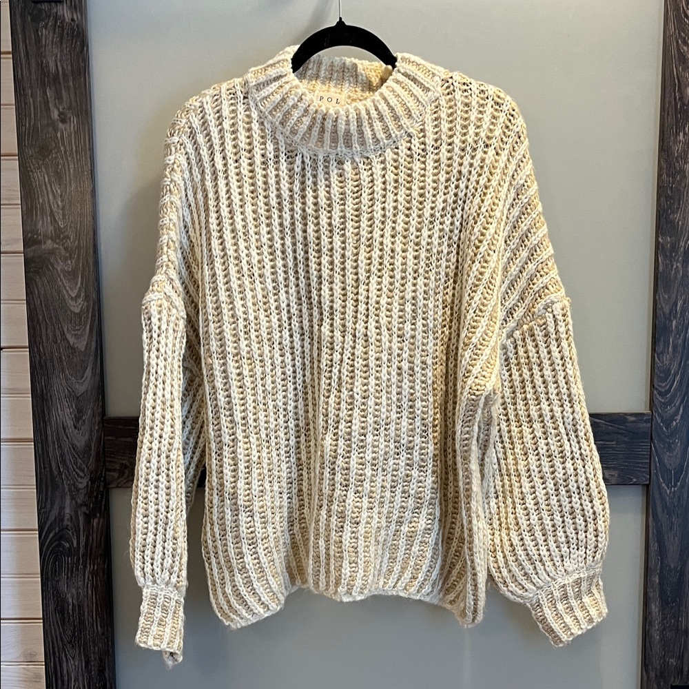 POL Cream Knit Turtleneck Sweater